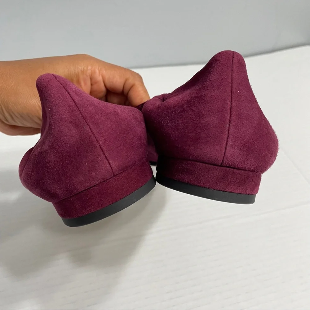 Eileen Fisher Ruby suede square toe ballet flats slip on burgundy sz 7.5 Casual